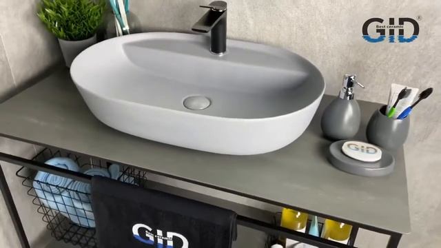 Серая матовая раковина для ванной Gid Gm1346 смотреть онлайн