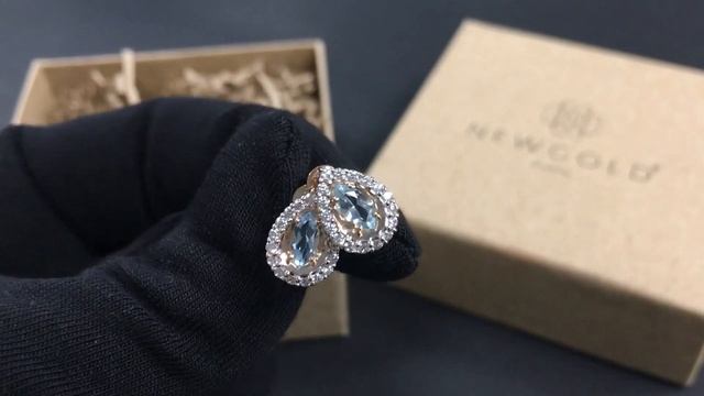 !Пуссеты 098735 из красного золота 585 пробы с топазами скай и фианитами смотреть онлайн