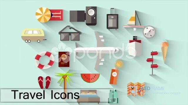 100 Flat Long Shadow Icons - Project for After Effects (pond5) смотреть онлайн