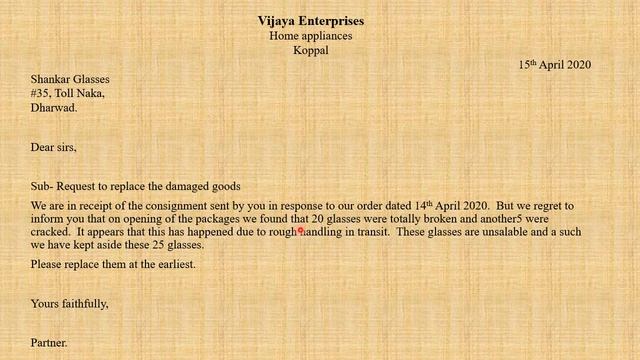 BUSINESS CORRESPONDENCE