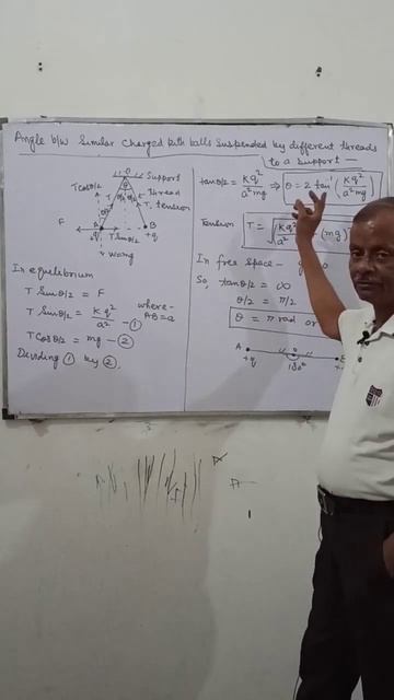 Angle b/w 2 similar charged suspended pith balls/12th, NEET, AIIMS,/Electrostatics/ #youtubeshorts смотреть онлайн