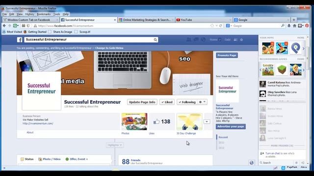 How To Add A Custom Tab To Your Facebook Fan Page- How To Link Youtube To Facebook Business Page смотреть онлайн