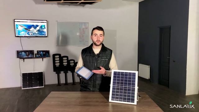 Відео огляд прожектора Sanlarix на сонячній батареї 70W смотреть онлайн