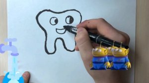 Рисование и раскраска зубов и зубной щетки для детей | Drawing teeth and toothbrushes for children