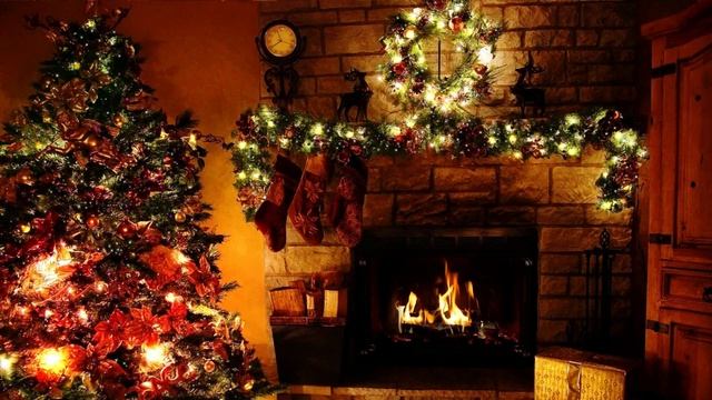 Jingle Bells violin version with fireplace and wood burning sounds смотреть онлайн