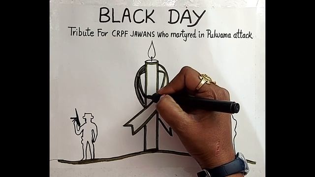 Black day for India poster easy drawing l Pulwama attack drawing for beginners смотреть онлайн