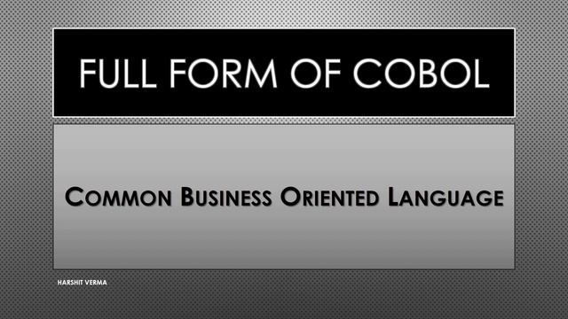 FULL FORM OF COBOL смотреть онлайн
