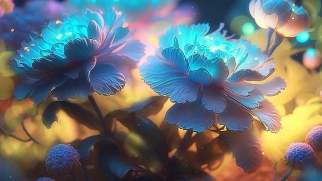 Soothing Static Magic Blue Peony Flower with Calming Music смотреть онлайн