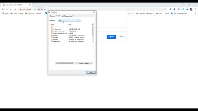 9.5 Siemens GAMMA KNX IP Control Center V4: Security - Querying certificates in the browser смотреть онлайн