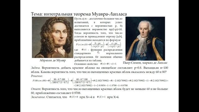 Интегральная теорема Муавра-Лапласа