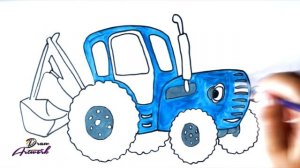 How to draw a Blue Tractor for kids