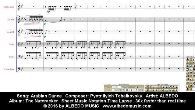 Sheet Music Notation Time Lapse. ALBEDO The Nutcracker. Arabian Dance. Tchaikovsky. смотреть онлайн