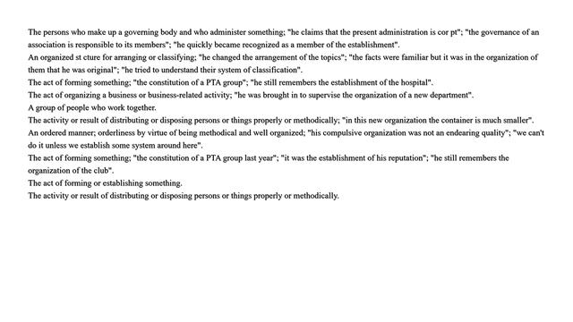 Definition of the word "Organization" смотреть онлайн