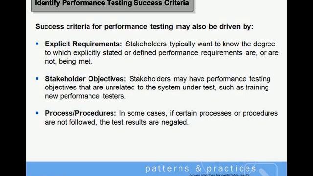 Success Criteria For Performance Test смотреть онлайн