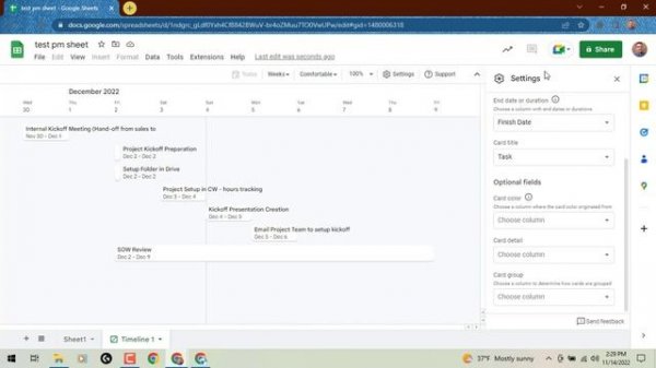 Google Sheets: Manage projects & tasks with the Timeline view