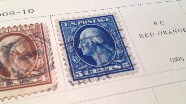 1908-1910 5¢ George Washington US Postage Stamp Scott's #337 5C Blue смотреть онлайн