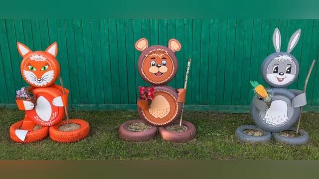 Идеи для дачи: поделки из шин смотреть онлайн
