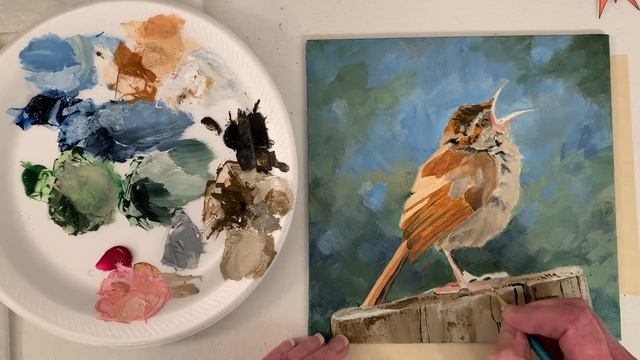 HOW TO Paint with acrylics a Carolina Wren bird WITH TRACEABLE! By: Annie Troe смотреть онлайн
