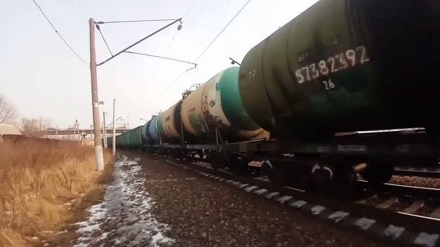 Первый гость! Электровоз 3ЭС5К-1123 "Ермак" с грузовым поездом. смотреть онлайн
