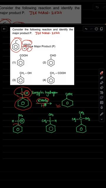 JEE Main 2024 PYQ | Benzylic Oxidation Reaction | Shreyash Sir #shorts #JEEMain #chemistry #pyq смотреть онлайн