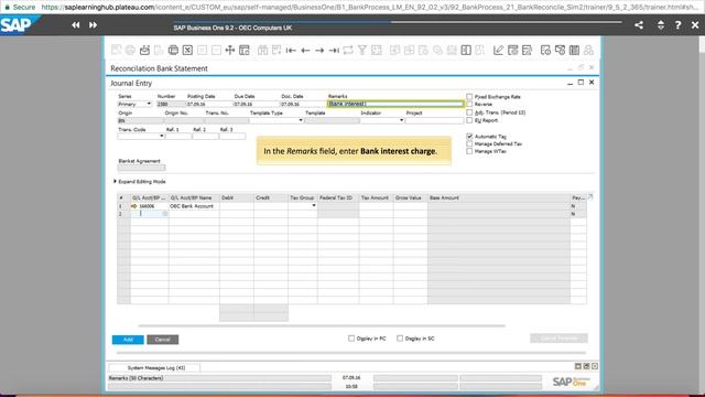 SAP B1 manual bank reconciliation смотреть онлайн
