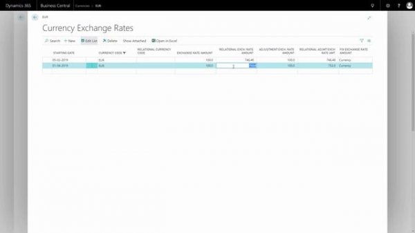 Exchange Rate Update - Microsoft Dynamics 365 Business Central