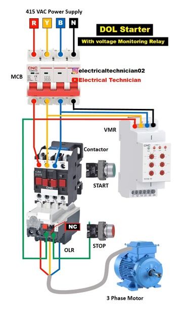 DOL Starter Connection with Voltage Protection Relay || DOL Starter@ElectricalTechnician смотреть онлайн