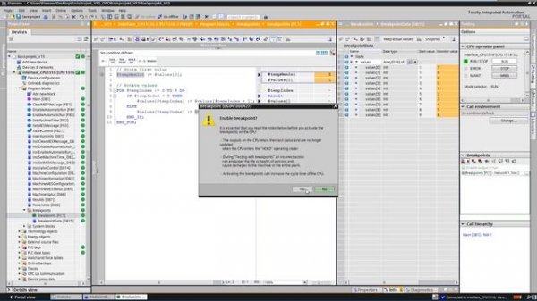 SIMATIC Breakpoints: Localize logical errors stepwise with TIA Portal