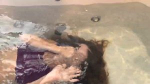 Wetlook girl in a bath with a purple Nike Pro workout set 💦