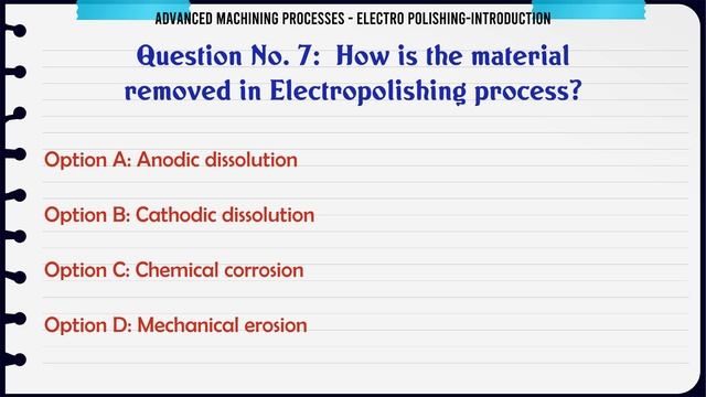 MCQ Questions Electro Polishing-Introduction with Answers смотреть онлайн