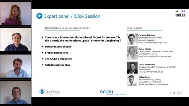 DMEXCO 2020 @home: Our Session "Marketplaces 2020 - Insights into a global (r)evolution" смотреть онлайн