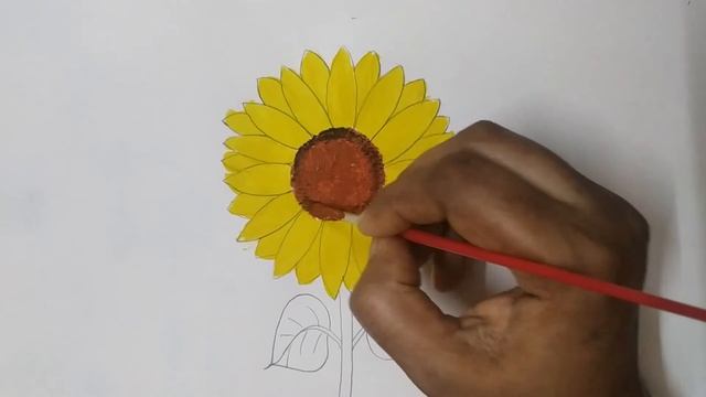 How to draw and color Sunflower easily | Yellow flower painting | Poster color смотреть онлайн