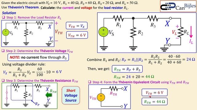 DC Electric Circuits 🌟 Thevenin's Theorem - Load Current & Voltage 💡 Calculations & Simulations EX1 смотреть онлайн