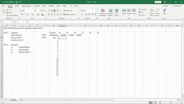 Gauss Seidel method using Excel смотреть онлайн