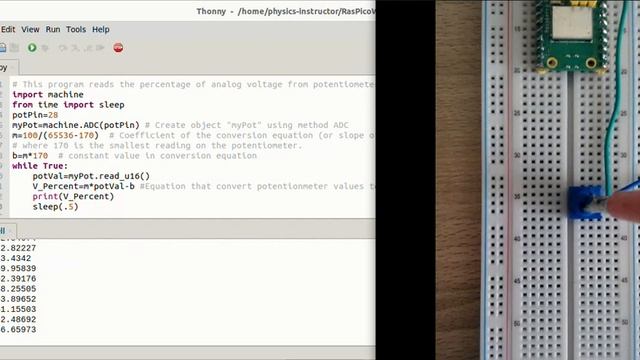 Reading Percentage of Analog Voltage on a Potentiometer using Raspberry Pi Pico смотреть онлайн