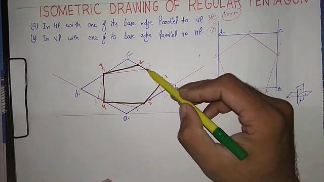 How to isometric drawing of regular Pentagon смотреть онлайн