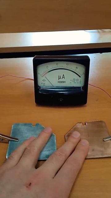 The simplest galvanic element made of zinc, copper and body #shorts смотреть онлайн