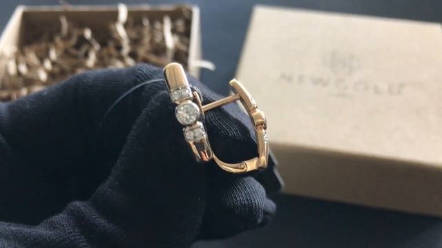 !Серьги 098963 из красного золота 585 пробы с фианитами смотреть онлайн