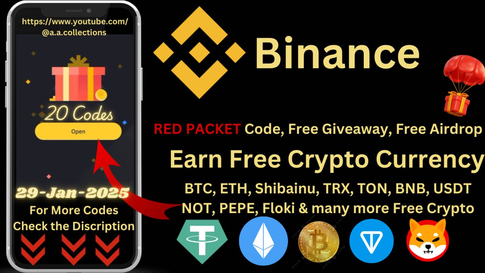 Binance Red Packet code Today 2025, yt, Free Giveaway, Free Airdrop BTC, NOT, LTC, ETH, 29 JAN 2025 смотреть онлайн