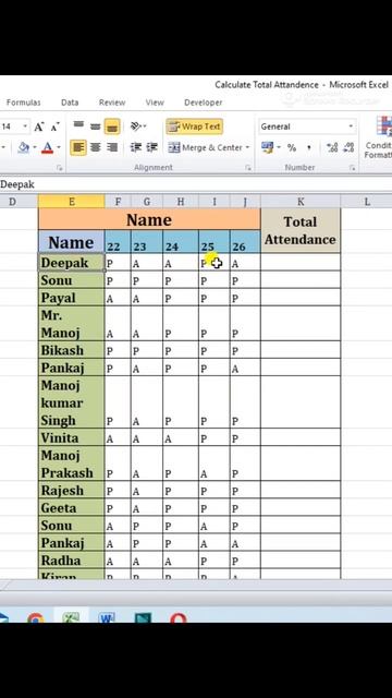 Countif function in excel I countif formula I Count persent absent Attandance in excel #shorts#exce смотреть онлайн