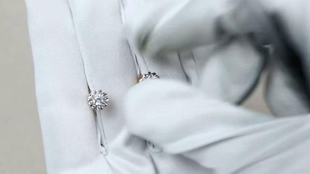 Золотые серьги AQUAMARINE с фианитом и Swarovski 42015А смотреть онлайн