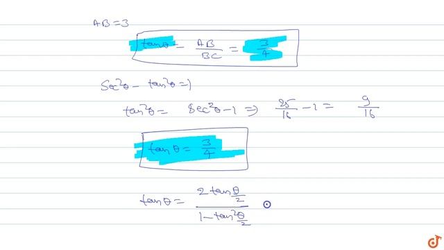 Given `sec theta=5/4`, find `tan(theta/2) and tan theta`, verify by a graph. смотреть онлайн