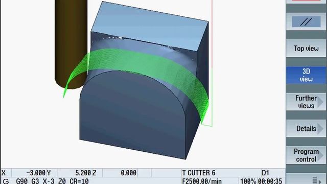 Sinumerik 840SL - rounding material on ZX axis смотреть онлайн
