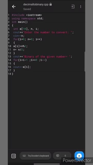 Decimal to Binary Program in C++ 💯 #shorts #viral #decimaltobinary #cpp смотреть онлайн