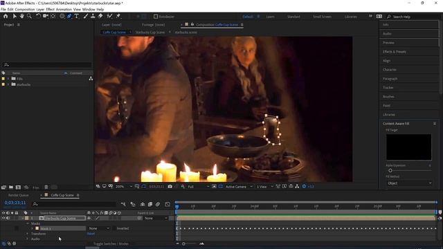 How to remove the starbucks cup from game of thrones with after effects content aware fill tool смотреть онлайн