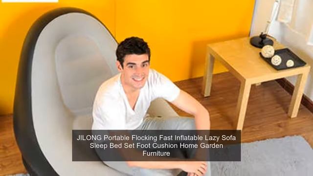 JILONG Portable Flocking Fast Inflatable Lazy Sofa Sleep Bed Set Foot Cushion Home Garden Furniture смотреть онлайн