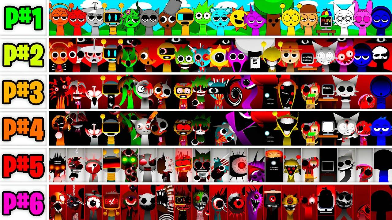 Incredibox Sprunki Все персонажи вместе из фаз 1-6! Новый мод смотреть онлайн