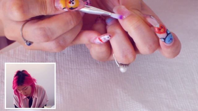 DIY BT21 nails (self gel nails) смотреть онлайн