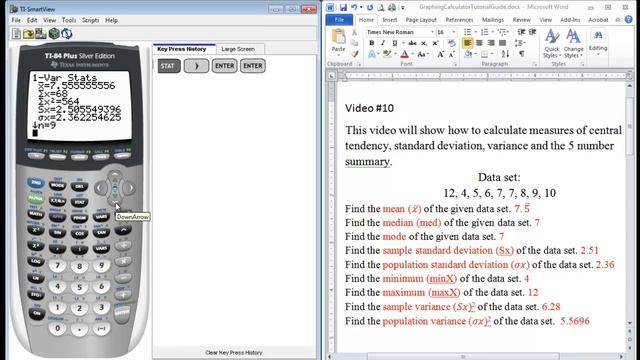 TI-84 Tutorial: Measures of Central Tendency and Dispersion смотреть онлайн