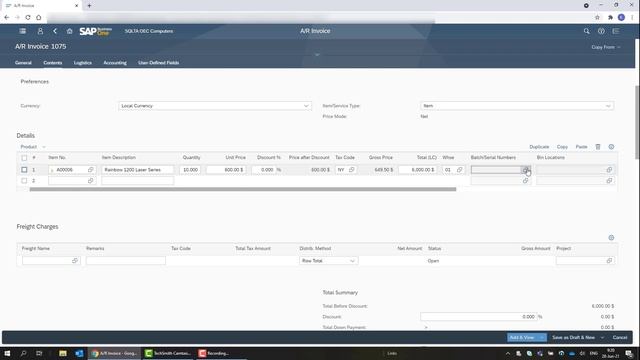 SAP Business One Web Client: Create A/R Invoice and Credit Memo смотреть онлайн